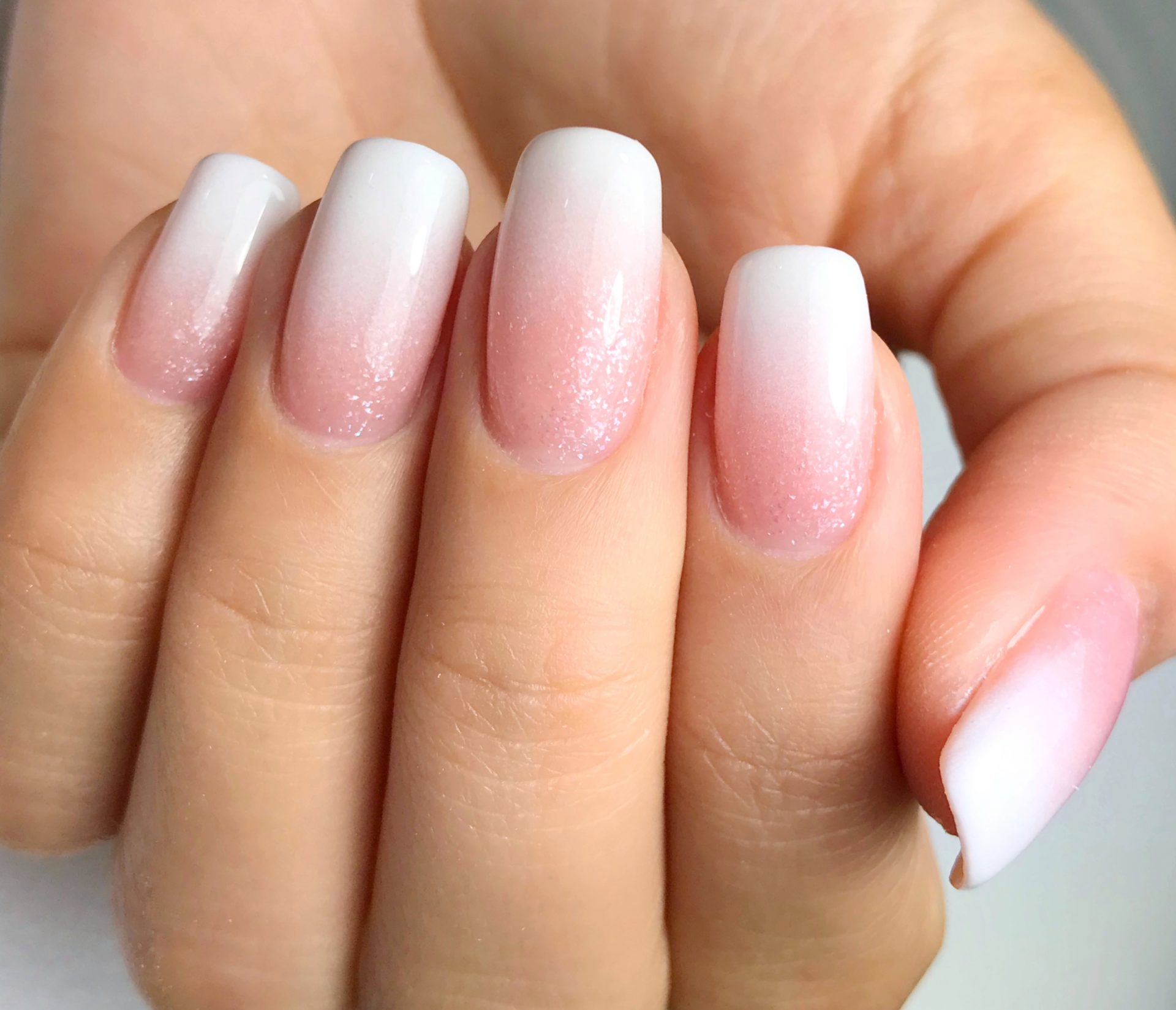 Acrilic Nails with French Tip and Level 3 Gelish at Chop Shop Nail Salon